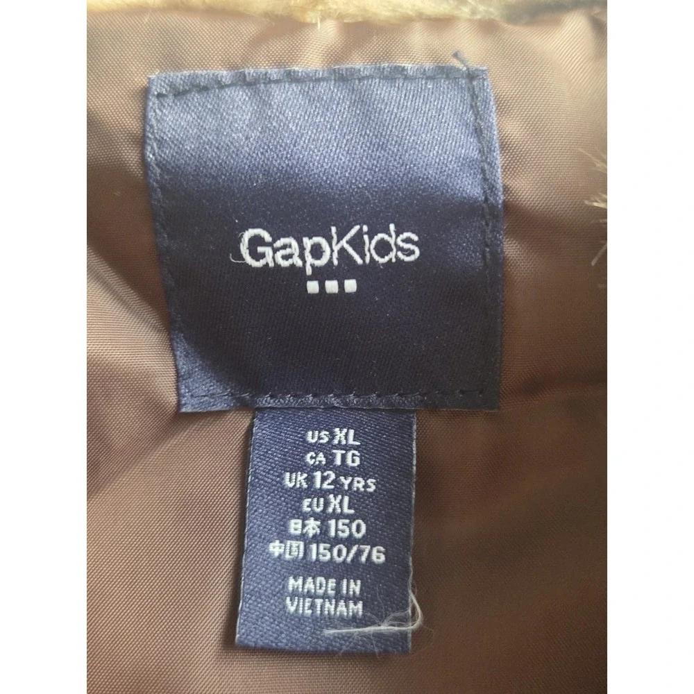 GapKids Faux Fur Vest XL Brown Shaggy Gilet Y2K Aesthetic Quiet Luxury Preppy